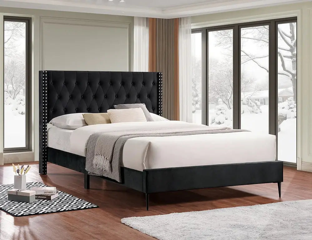 Diamond-Wing-velvet-Fabric-Platform-Bed-single-double-queen-king-size