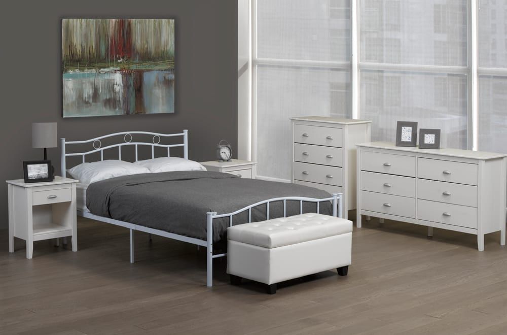 T2300-white-metal-platform-bed-single-double-queen-king-size