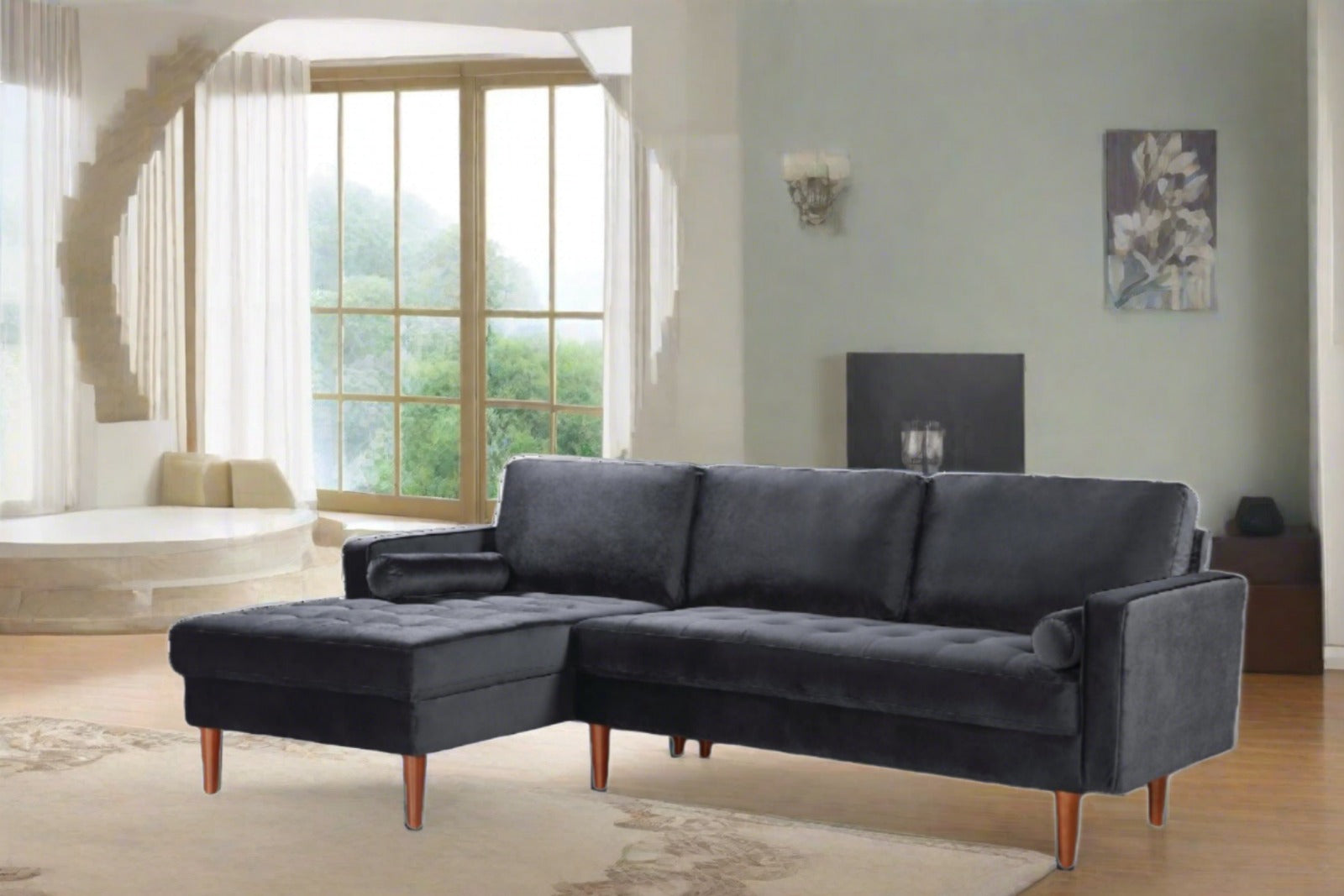 9122-Black-Velvet-Fabric-Sectional-Sofa-Right-Left