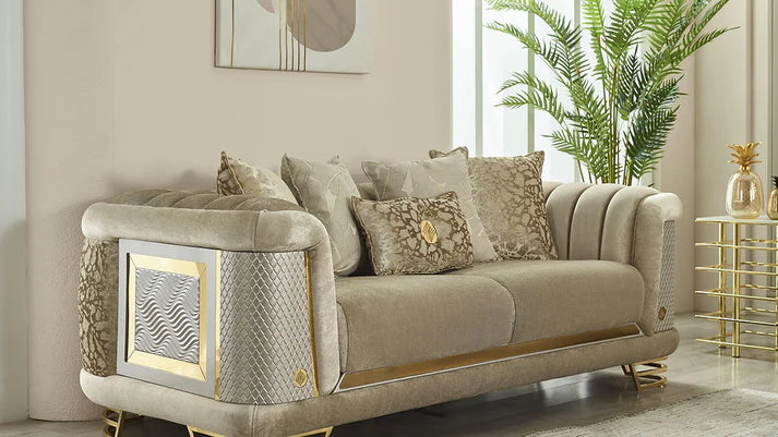 Beige-&-Gold-Turkish-Romane-Sofa-Set-in-3-PC-2-Seater-Sofa