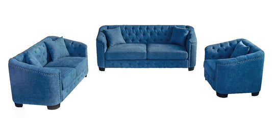 2048 Tufted Microfiber Fabric Sofa Set – 3pc with Pillows, 4 Colors