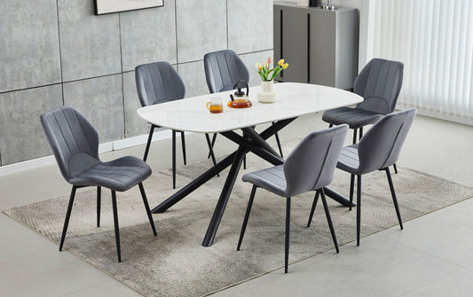 T-1530-c-1536-7PC-Dining-Set-with-Marble-Table-Dark-Grey-Chair