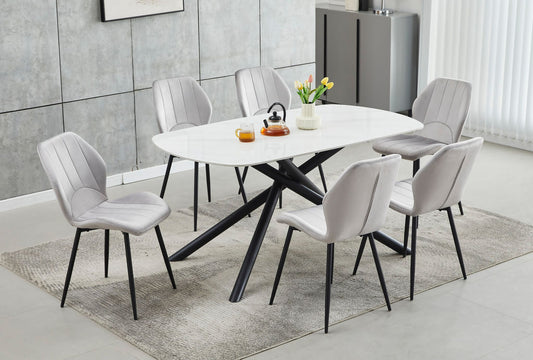 T-1530-c-1535-7PC-Dining-Set-with-Marble-Table-Light-Grey-Chair