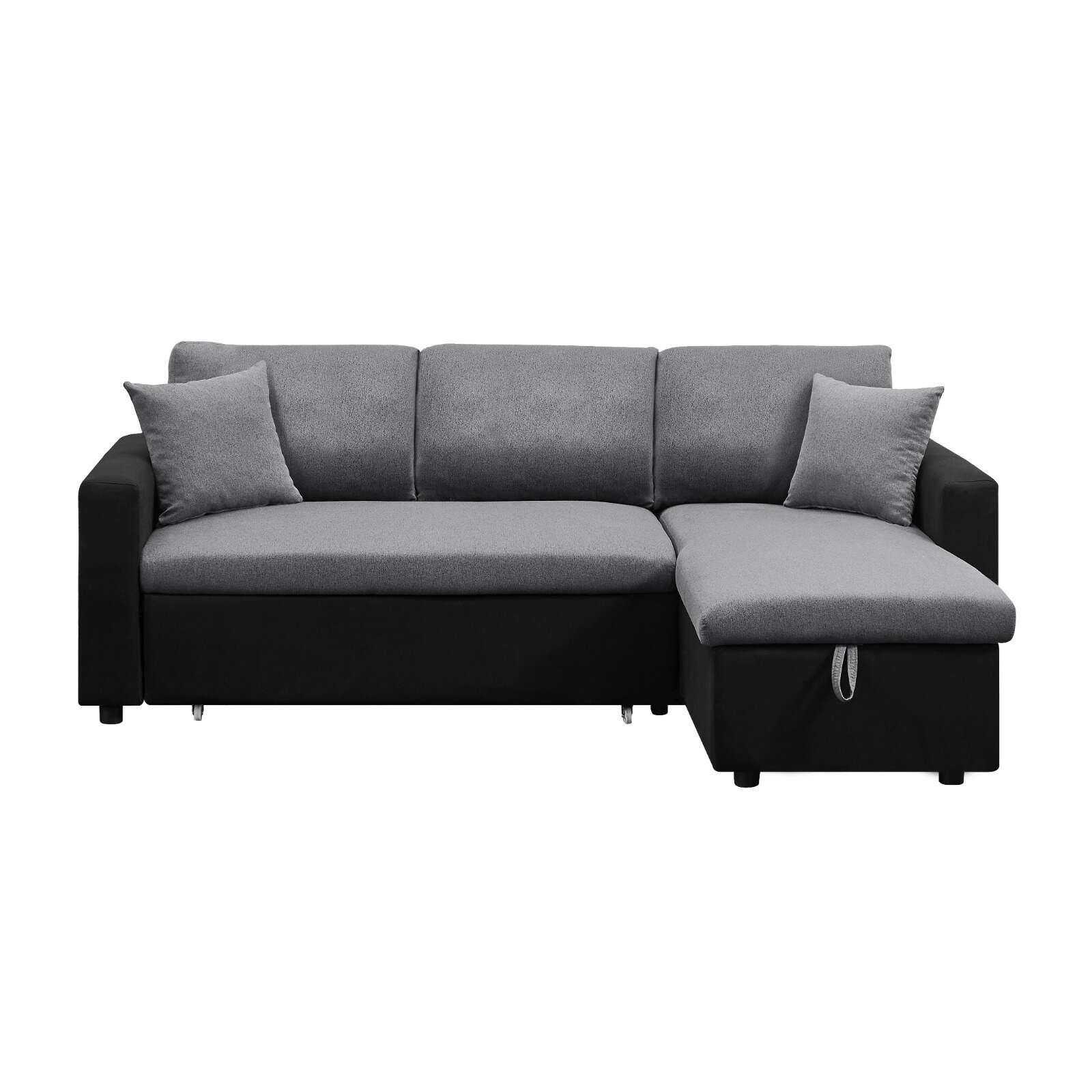 1642BGY-Black+grey-Reversible-Fabric-Sectional-Sofa-with-Pull-Out-Bed