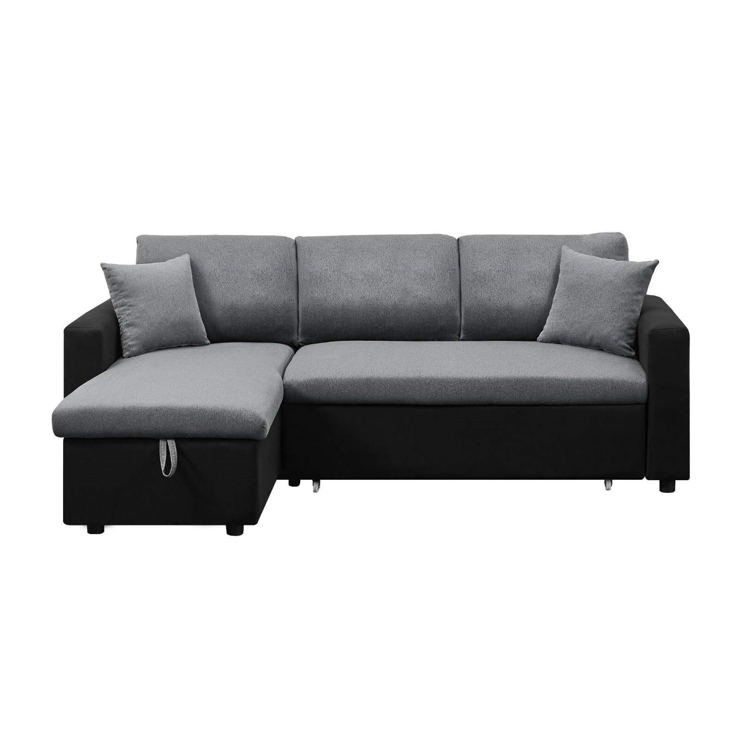 1642BGY-Black+grey-Reversible-Fabric-Sectional-Sofa-with-Pull-Out-Bed