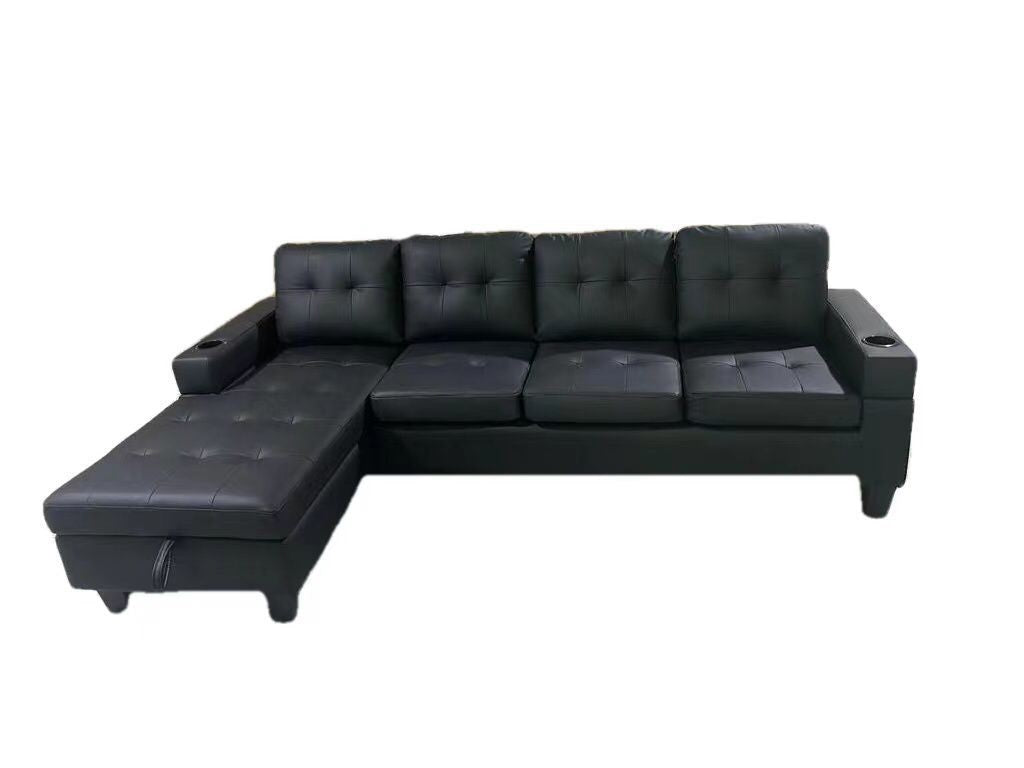 2218-Black-PU-Leather-Sectional-Sofa-with-Cup-Holder-Right-Left