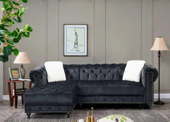 2030BK-Black-Reversible-Velvet-Sectional-Sofa-with-Nailhead-left-corner