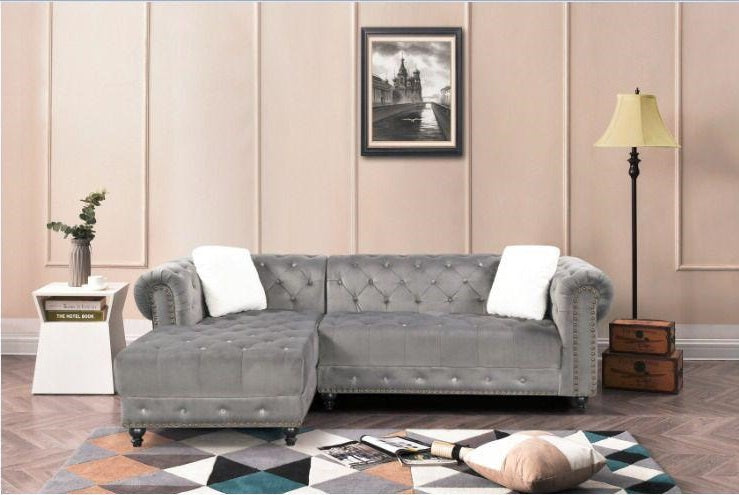 2030GY-Grey-Reversible-Velvet-Sectional-Sofa-with-Nailhead-left-corner