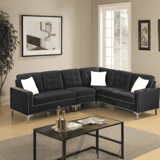 2201BK-Black-Sectional-Velvet-Fabric-sofa-Reversible-right-corner