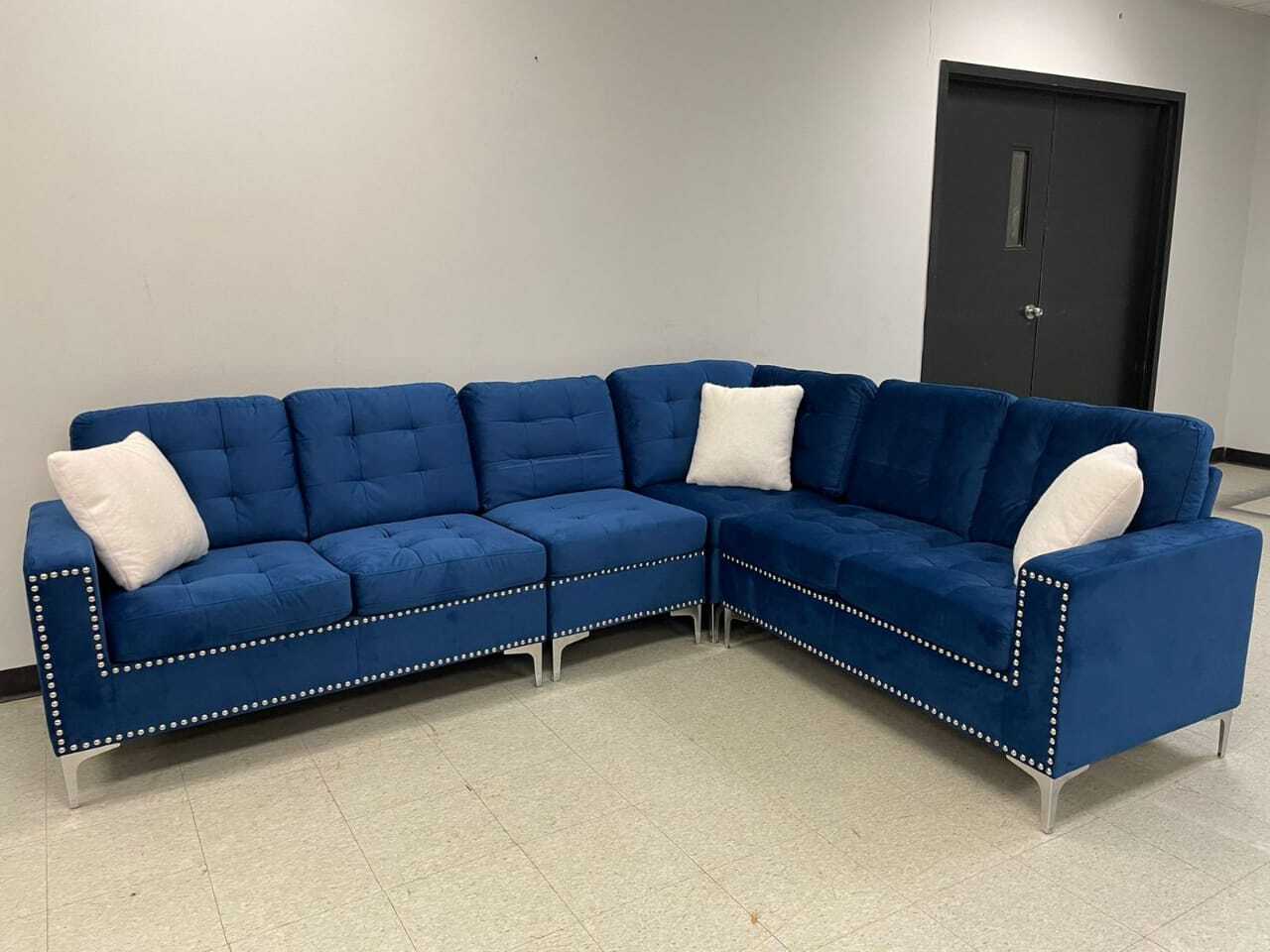 2201DBL-Blue-Sectional-Velvet-Fabric-sofa-Reversible-right-corner