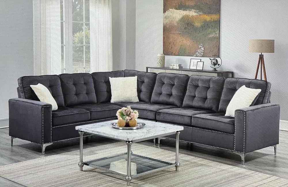 2201DGY-Dark-Grey-Sectional-Velvet-Fabric-sofa-Reversible-left-corner