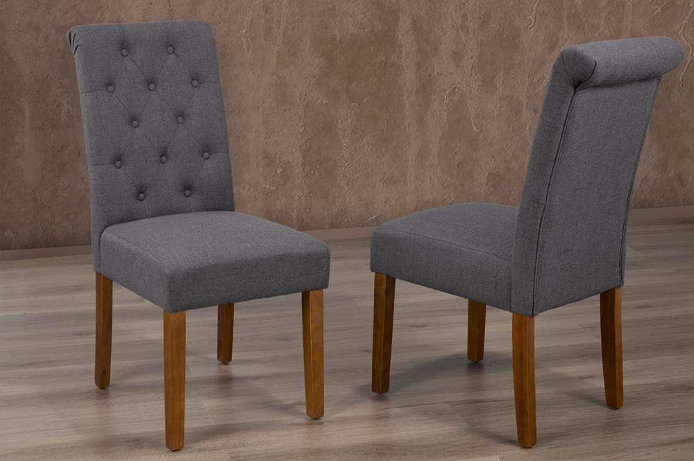 T258 - 2 PC Linen Fabric Dining Chair Set