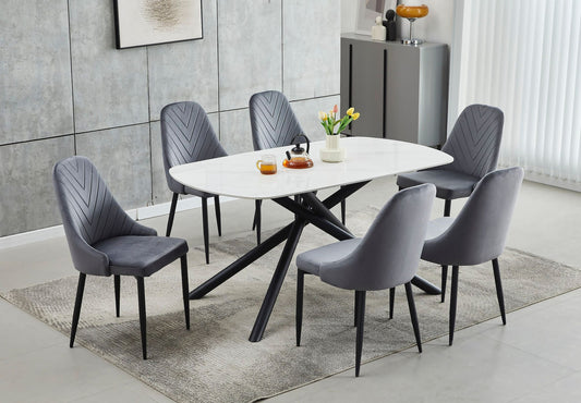 T-1530-c-1532-7PC-Dining-Set-with-Marble-Table-Dark-Grey-Chair