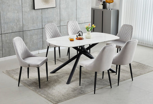 T-1530-c-1531-7PC-Dining-Set-with-Marble-Table-Light-Grey-Chair