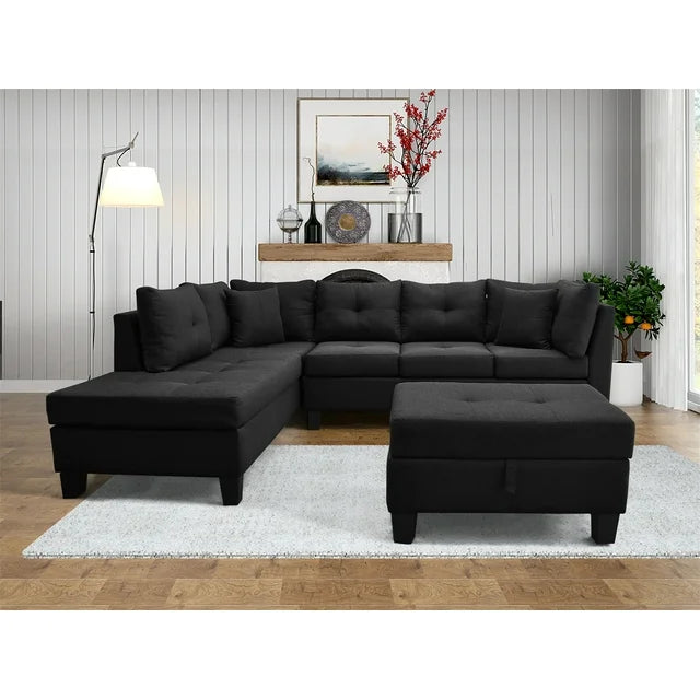 1012BK-Black-fabric-sectional-sofa-with-storage-ottoman-left-corner-reversible