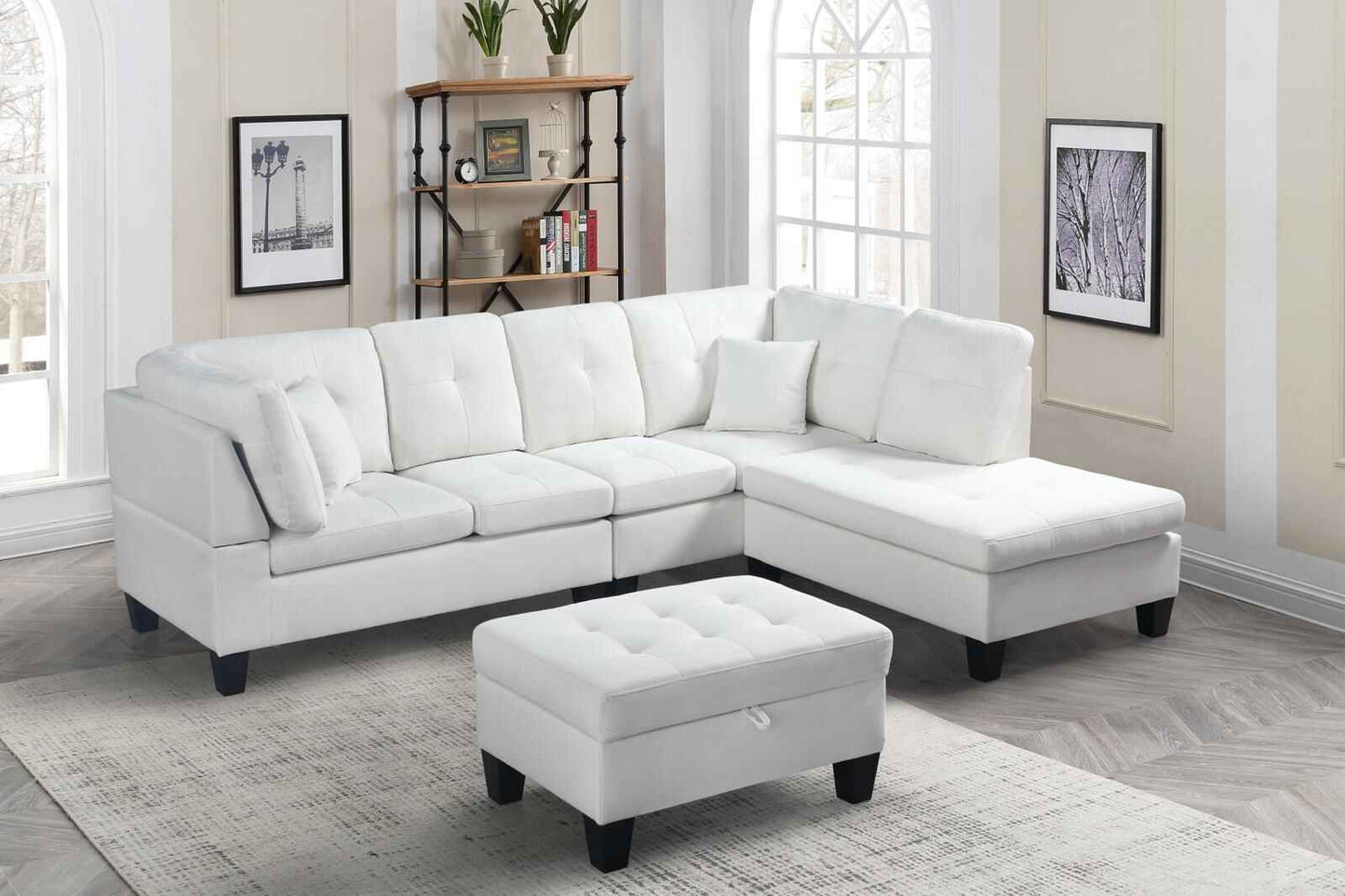 1012W-White-fabric-sectional-sofa-with-storage-ottoman-right-corner-reversible