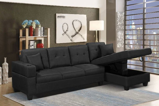 6212BK-black-Reversible-Linen-Fabric-Large-Sectional-Sofa-with-Cup-Holder-right-Sectional-Storage