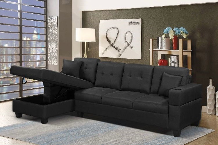 6212BK-black-Reversible-Linen-Fabric-Large-Sectional-Sofa-with-Cup-Holder-left-Sectional-Storage