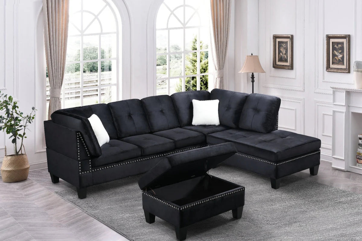 1013BK-black-Reversible-Velvet-Large-Sectional-Sofa-with-Storage-Ottoman-Right-sectional