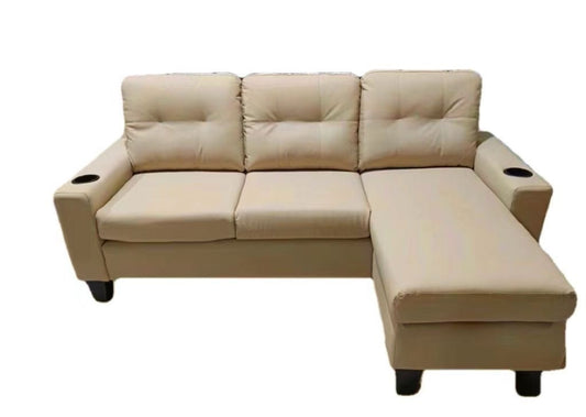 2217be-Beige-Anti-Scratch-PU-Small-Sectional-Sofa-with-Cup-Holder-right-sectional