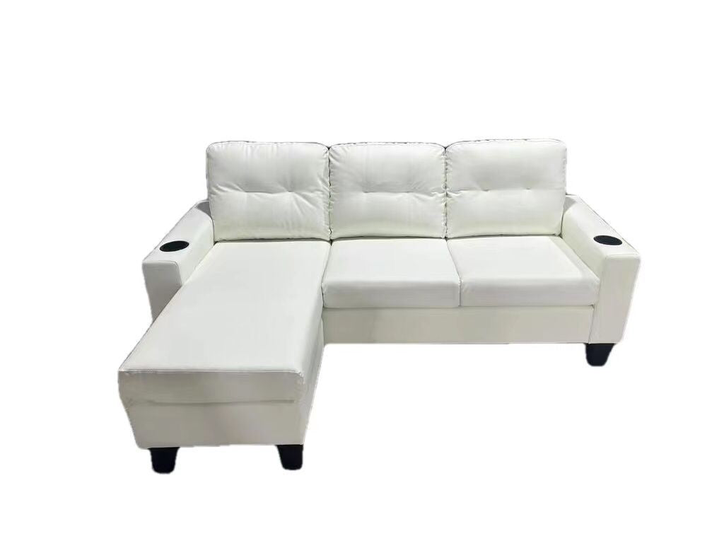 2217W-White-Anti-Scratch-PU-Small-Sectional-Sofa-with-Cup-Holder-Left-sectional