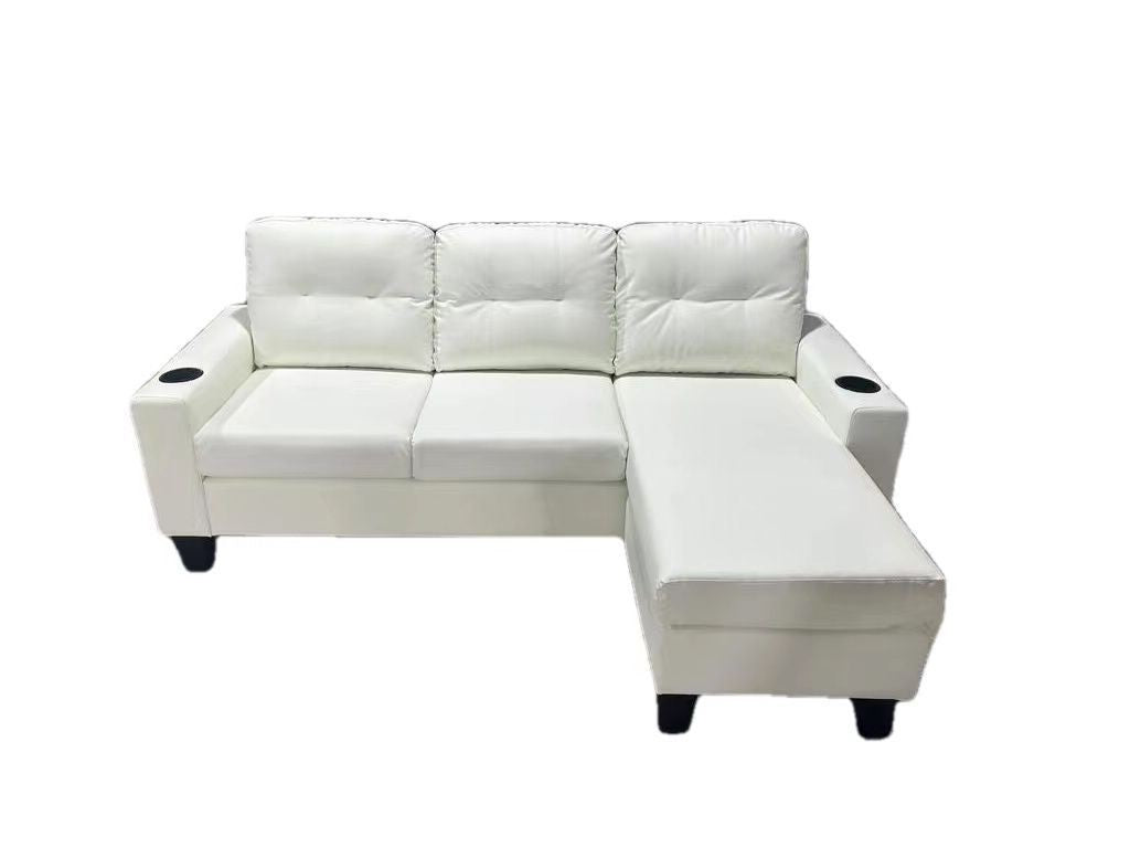 2217W-White-Anti-Scratch-PU-Small-Sectional-Sofa-with-Cup-Holder-right-sectional