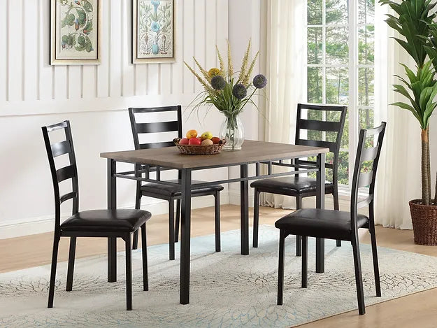 IF-1057-5PC-Dining-Set-with-Wooden-Table-Black-Chair