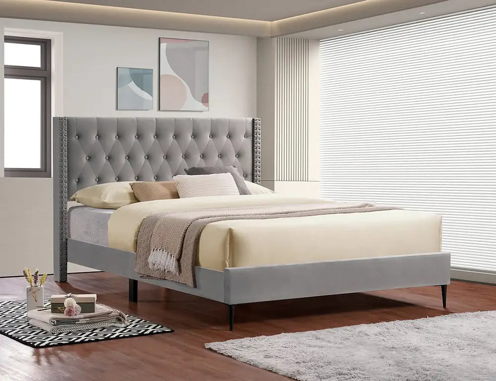 Diamond-Wing-velvet-Fabric-Platform-Bed-single-double-queen-king-size