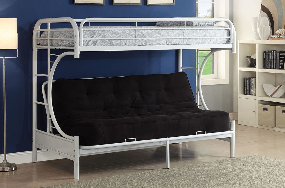 T2800-White-metal-Futon-Bunk-bed-Twin-sofa