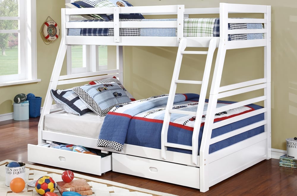 T2700-White-wooden-bunk-bed-twin