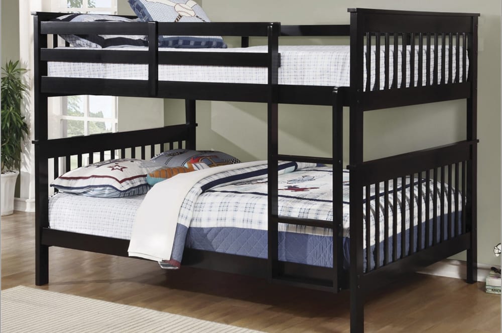 T2402-Black-wooden-bunk-bed-twin