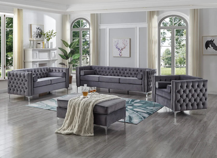 IF-8006-4pcs-Grey-velvet-fabric-sofa-set-with-depp-tufting