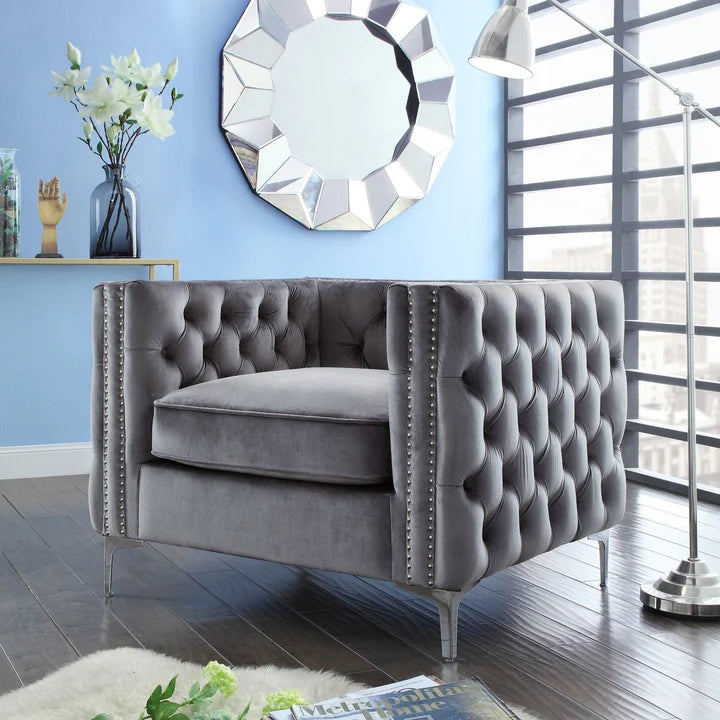 IF-8006-Grey-velvet-fabric-sofa-chair-with-depp-tufting