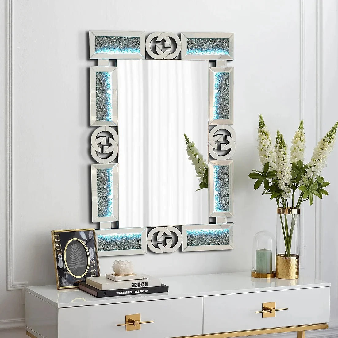 LED Wall Mirror - Grey Frame