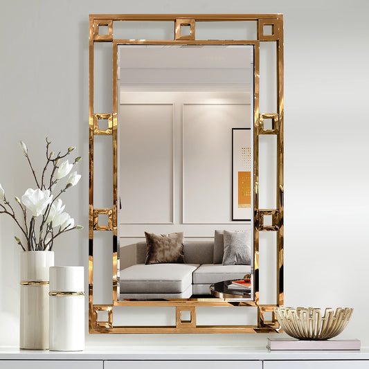 LED Wall Mirror - Gold Frame