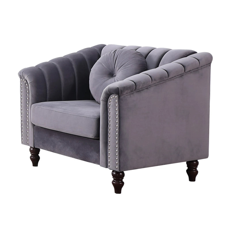 NC-1361DGY-Chair-Dark-Grey-Tufted-Velvet-Fabric-Sofa-Set-Chair