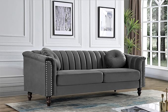 NC-1361-Dark-Grey-Tufted-Velvet-Fabric-Sofa-Set-loveseat