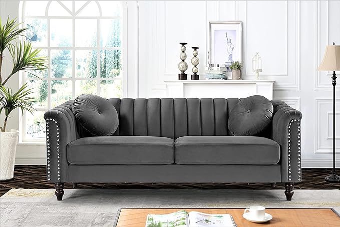 NC-1361DGY-Sofa-Dark-Grey-Tufted-Velvet-Fabric-Sofa-Set-Sofa