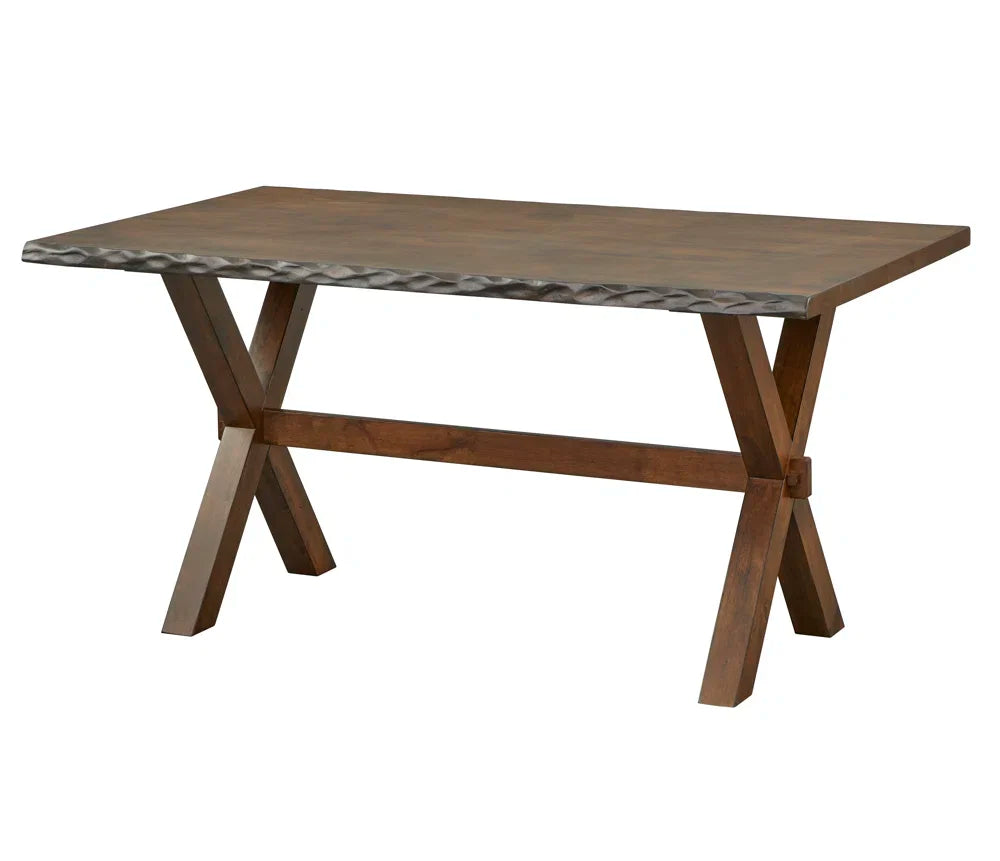 T3036 dining table with solid wood distressed walnut finish