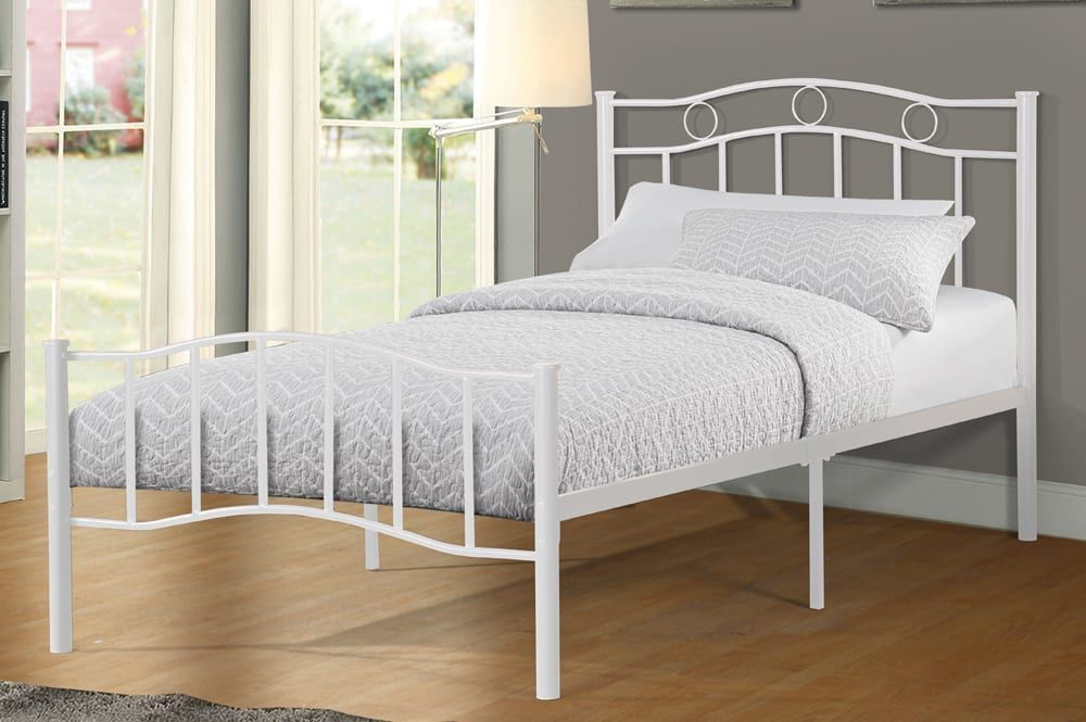 T2300-white-metal-platform-bed-single-double-queen-king-size