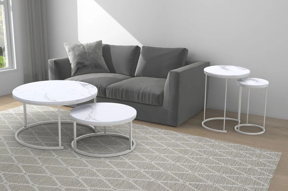 T5501-Marble-White-Coffee-Table-End-Table-Silver-Legs